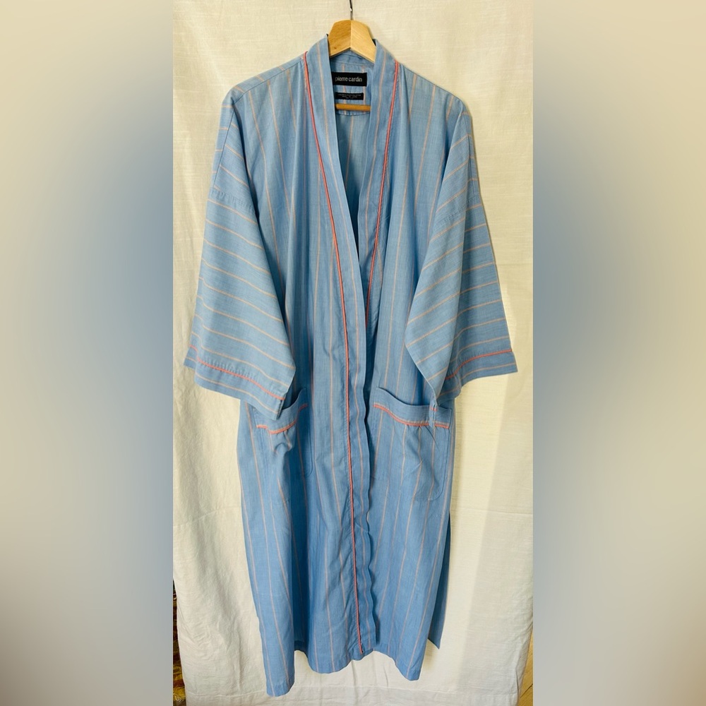 Vintage 1970's 1980's Pierre Cardin Striped Women's Robe loungewear cardigan